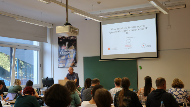 Predavanje Video produkcija Središča za javno zgodovino in Oddelka za zgodovino FF UL – izr. prof. dr. Bojan Balkovec, foto: Polona Meglič      